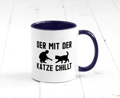 Mit der Katze | Chillen Katzenliebhaber Tierfreund lustiger Spruch Geschenk