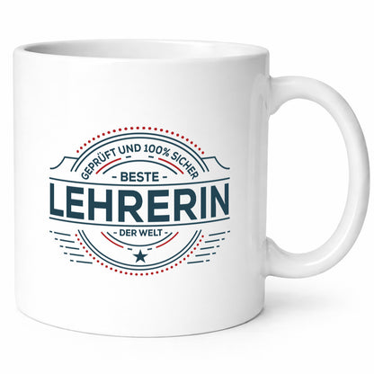 Geprüft und sicher: Lehrerin | Schule Beruf Schüler Geschenk Arbeit Kollegen