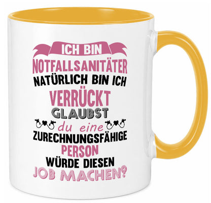 Notfallsanitäter ich bin Verrückt | Sanitäter krankenhaus lustig Humor Tasse