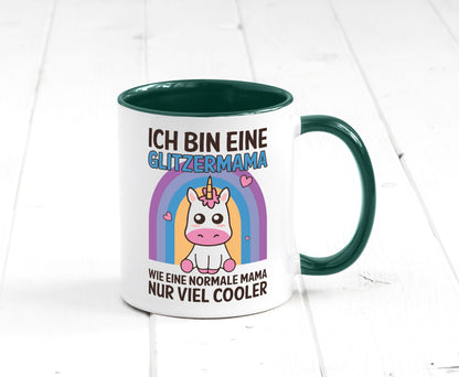 Glitzermama, wie normal, nur cooler | Einhorn Geschenkidee Familie Humor Tasse