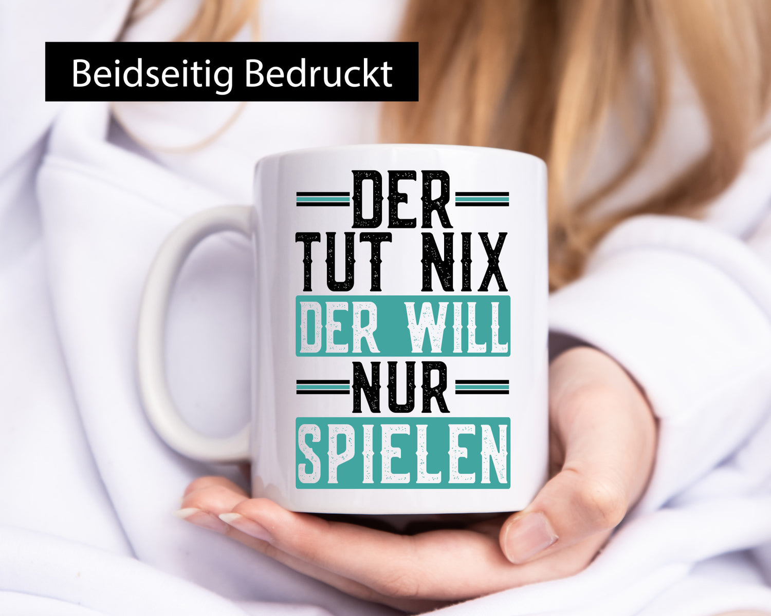 Der tut nix will nur Spielen lustig Humor Geschenkidee Geschenk Tasse