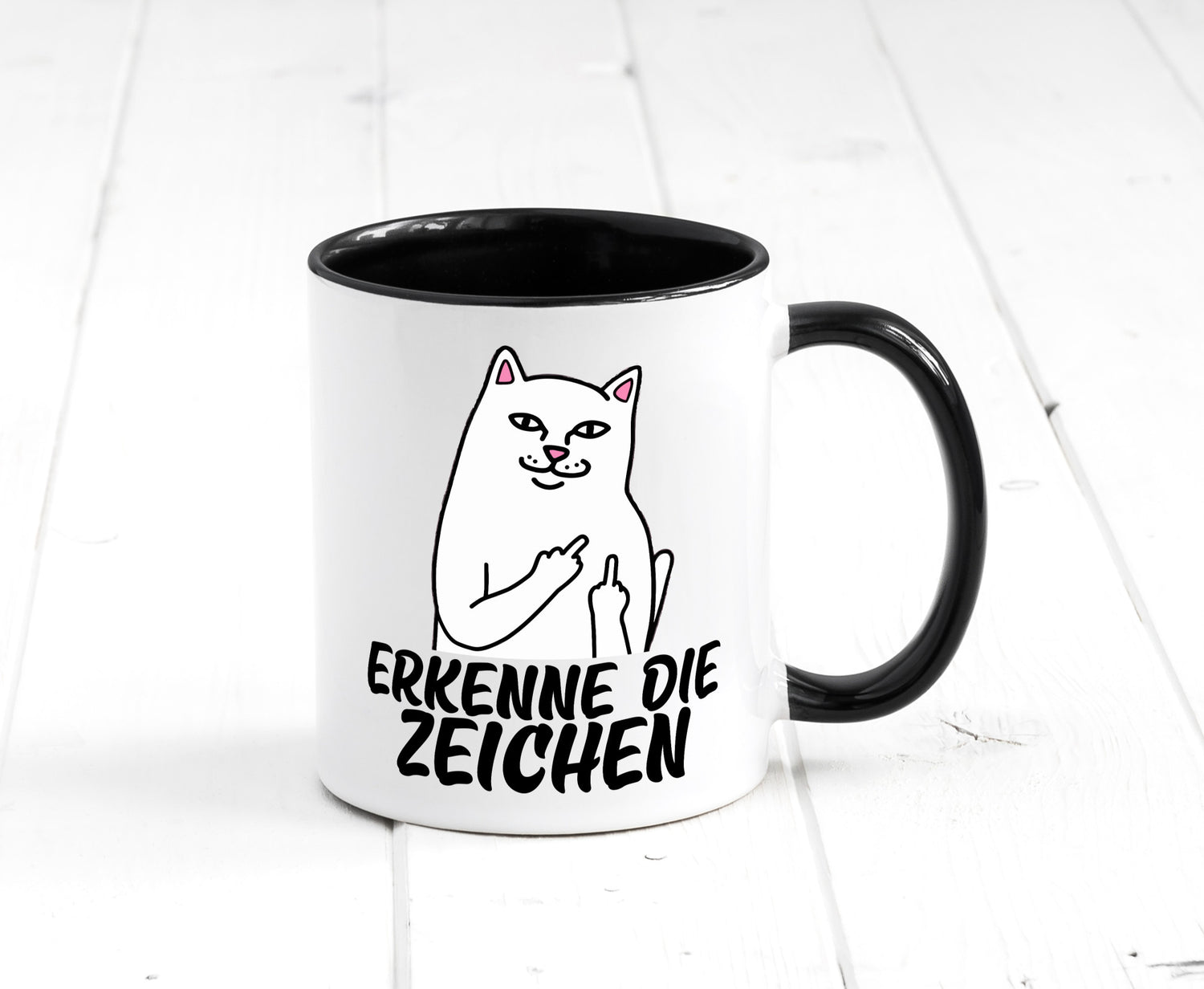 Erkenne die Zeichen | Katze Schatten Mittelfinger Geschenk Tierliebhaber Humor