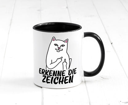 Erkenne die Zeichen | Katze Schatten Mittelfinger Geschenk Tierliebhaber Humor