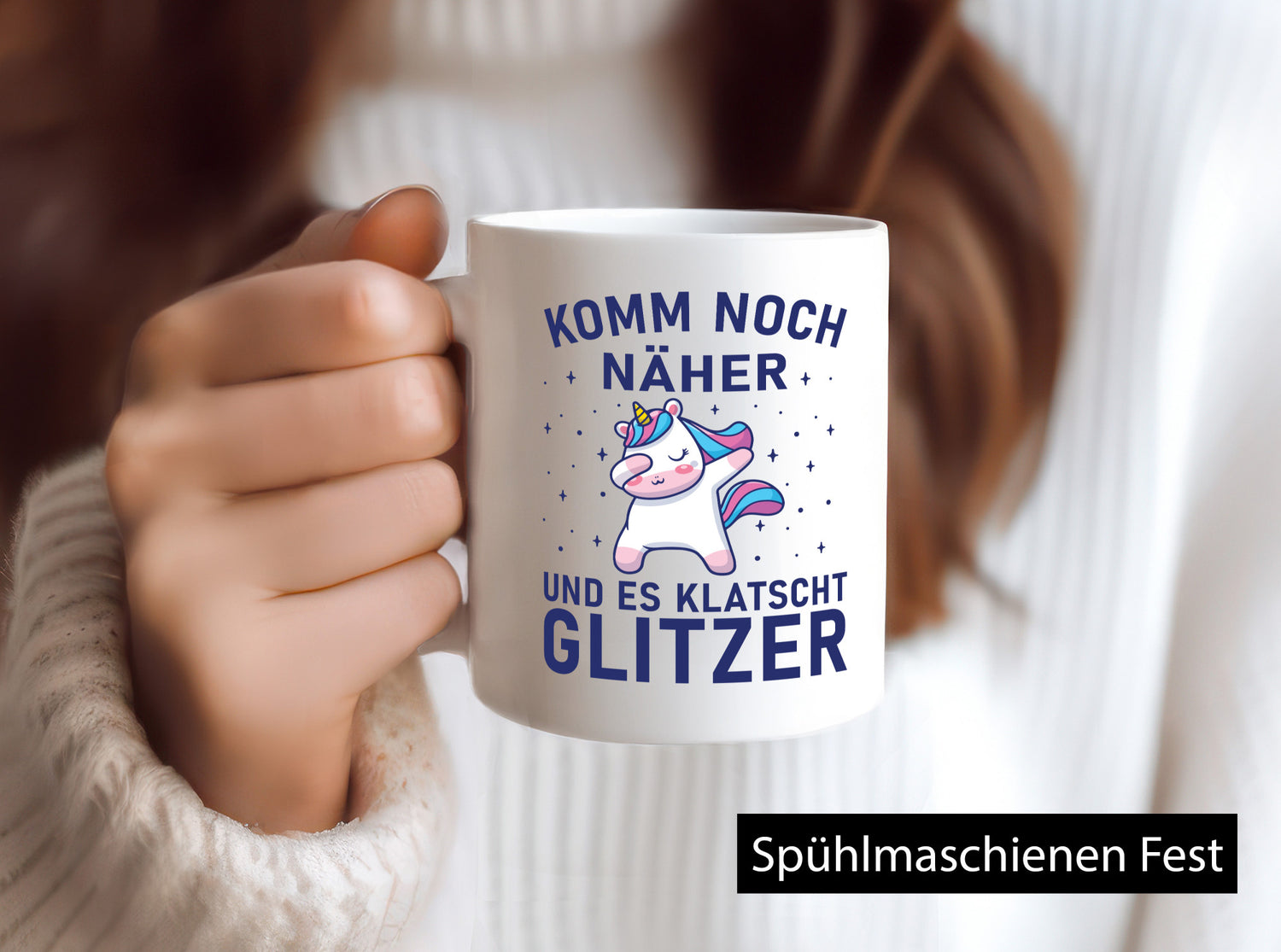 Komm näher, es klatscht Glitzer | Einhorn Sterne lustig Humor Geschenkidee