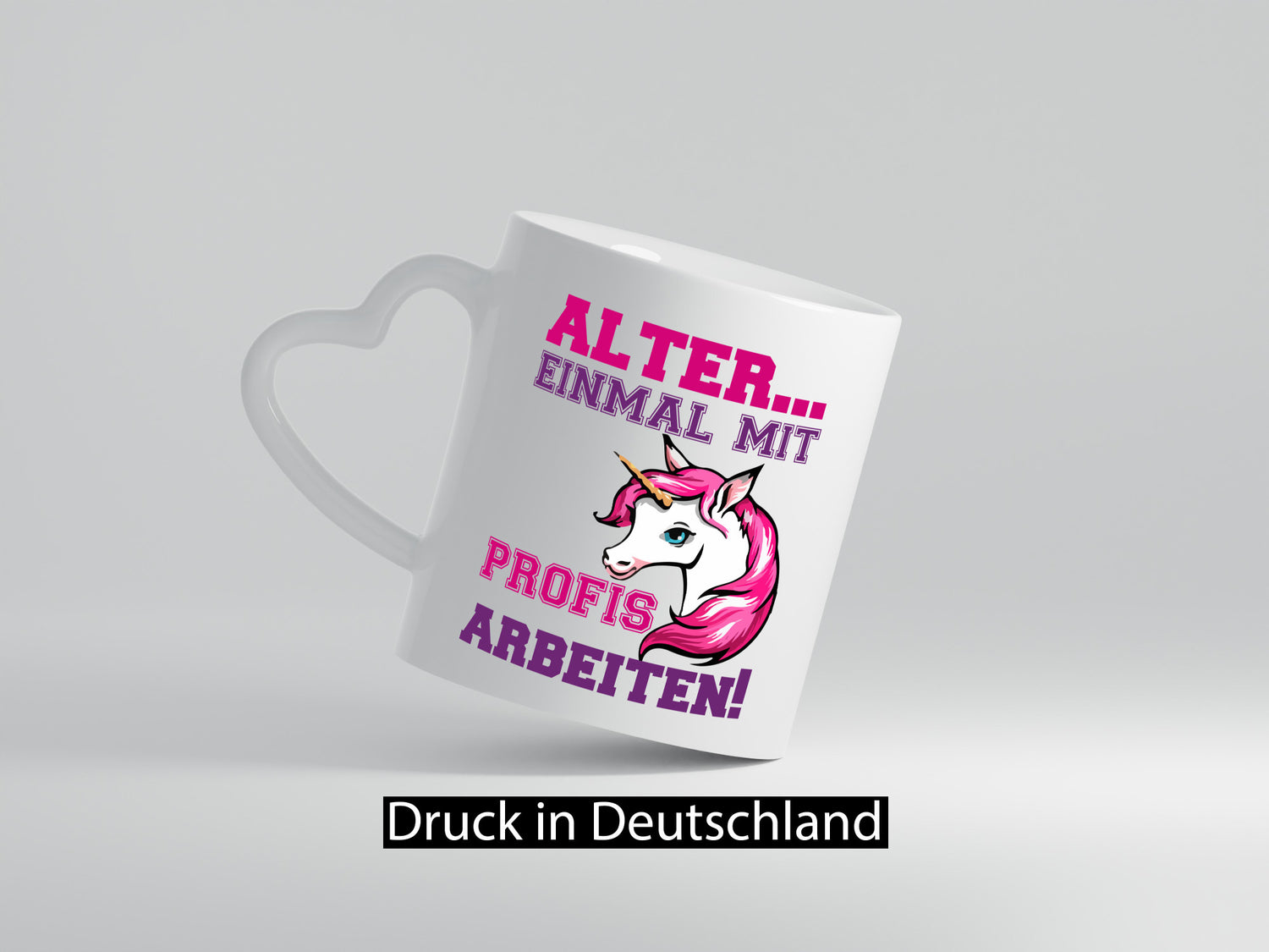 Mit Profis arbeiten | grimmiges Einhorn witzige Tasse Humor Arbeit Kollegen