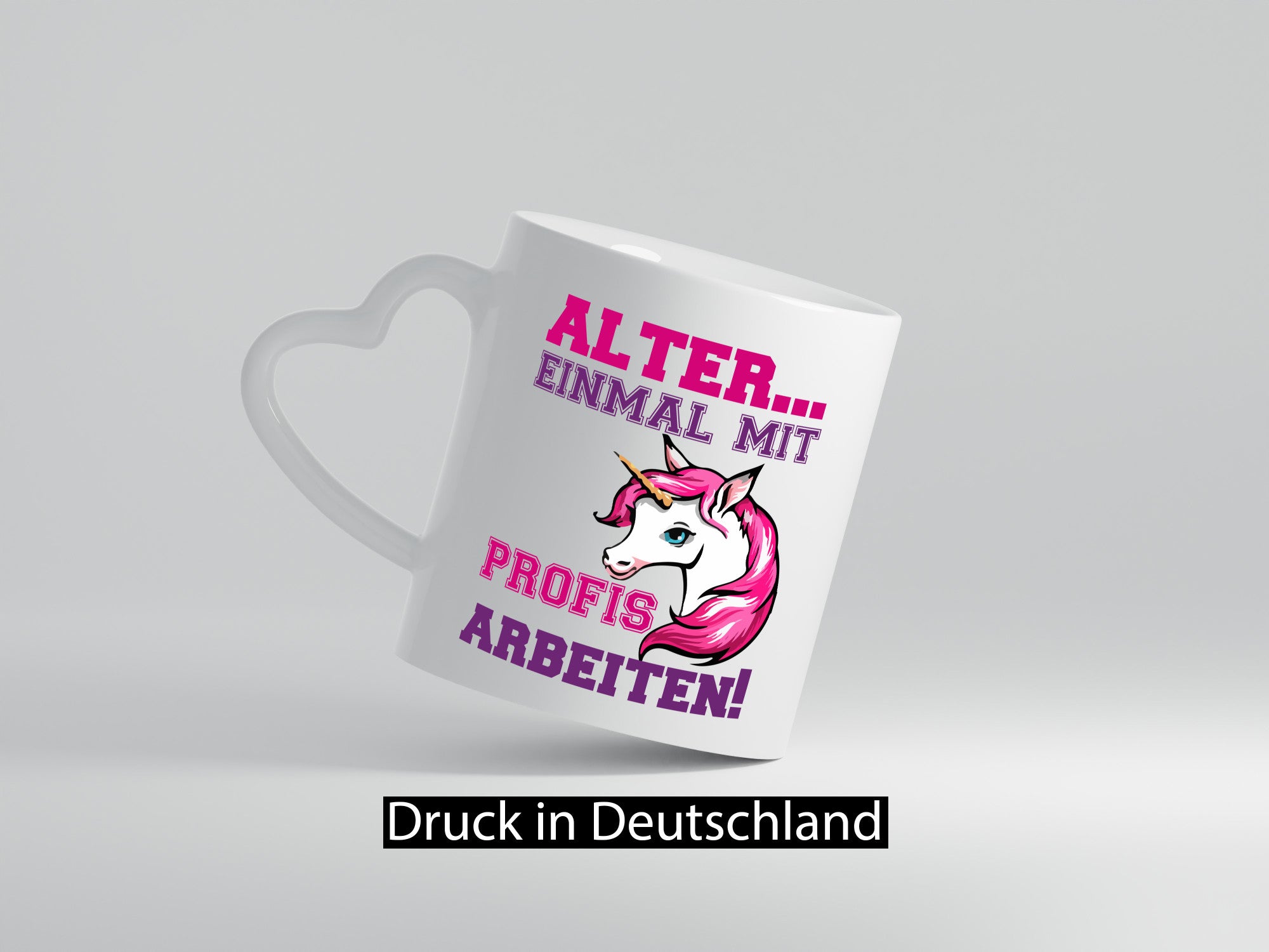 Mit Profis arbeiten | grimmiges Einhorn witzige Tasse Humor Arbeit Kollegen