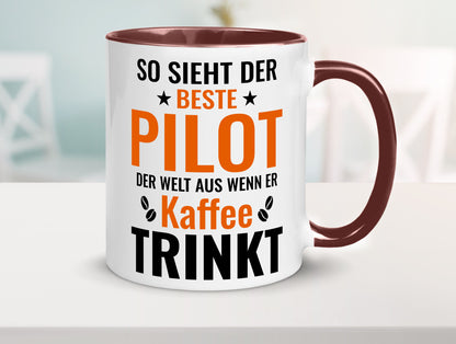 Kaffee trinkt: Pilot | Flugzeug Piloten lustiger Spruch Geschenk Humor