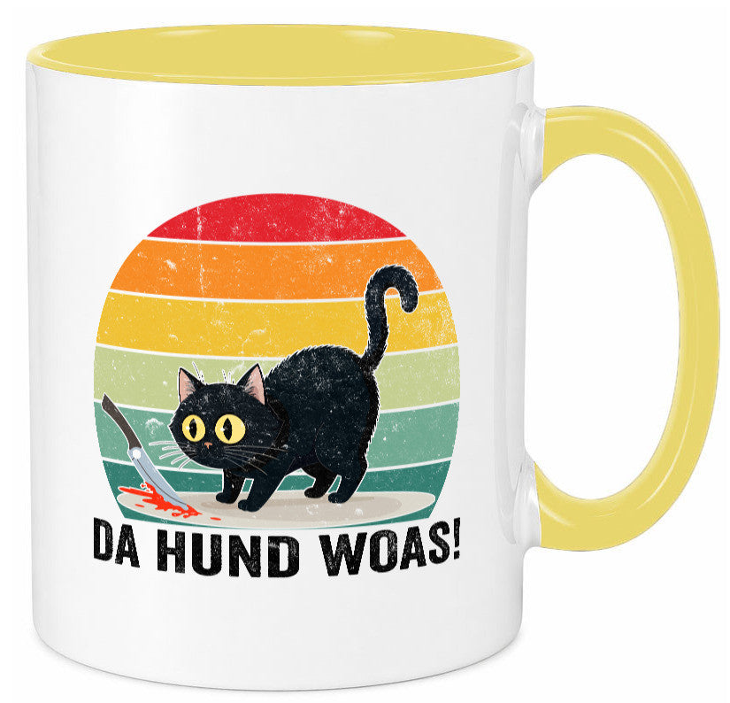 Da Hund woas | Retro Böse Katze mit messer Humor Tierliebhaber Geschenkidee Tasse