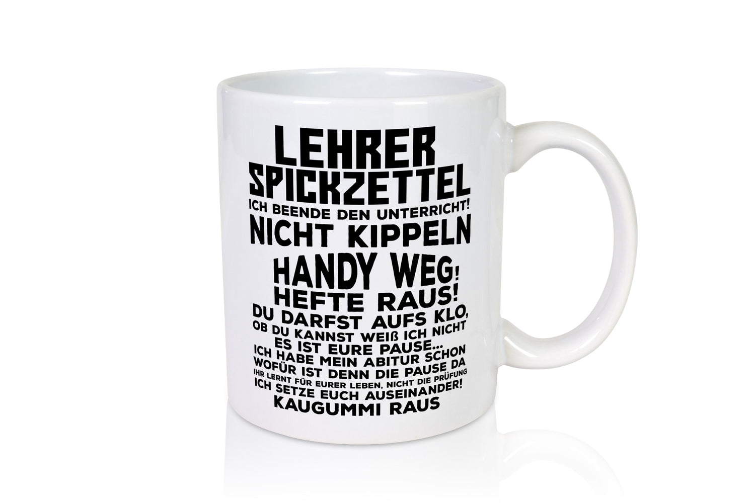 Lehrer Spickzettel | Beruf Tasse lustiger Spruch Geschenkidee Arbeit Kollegen