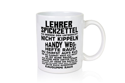 Lehrer Spickzettel | Beruf Tasse lustiger Spruch Geschenkidee Arbeit Kollegen