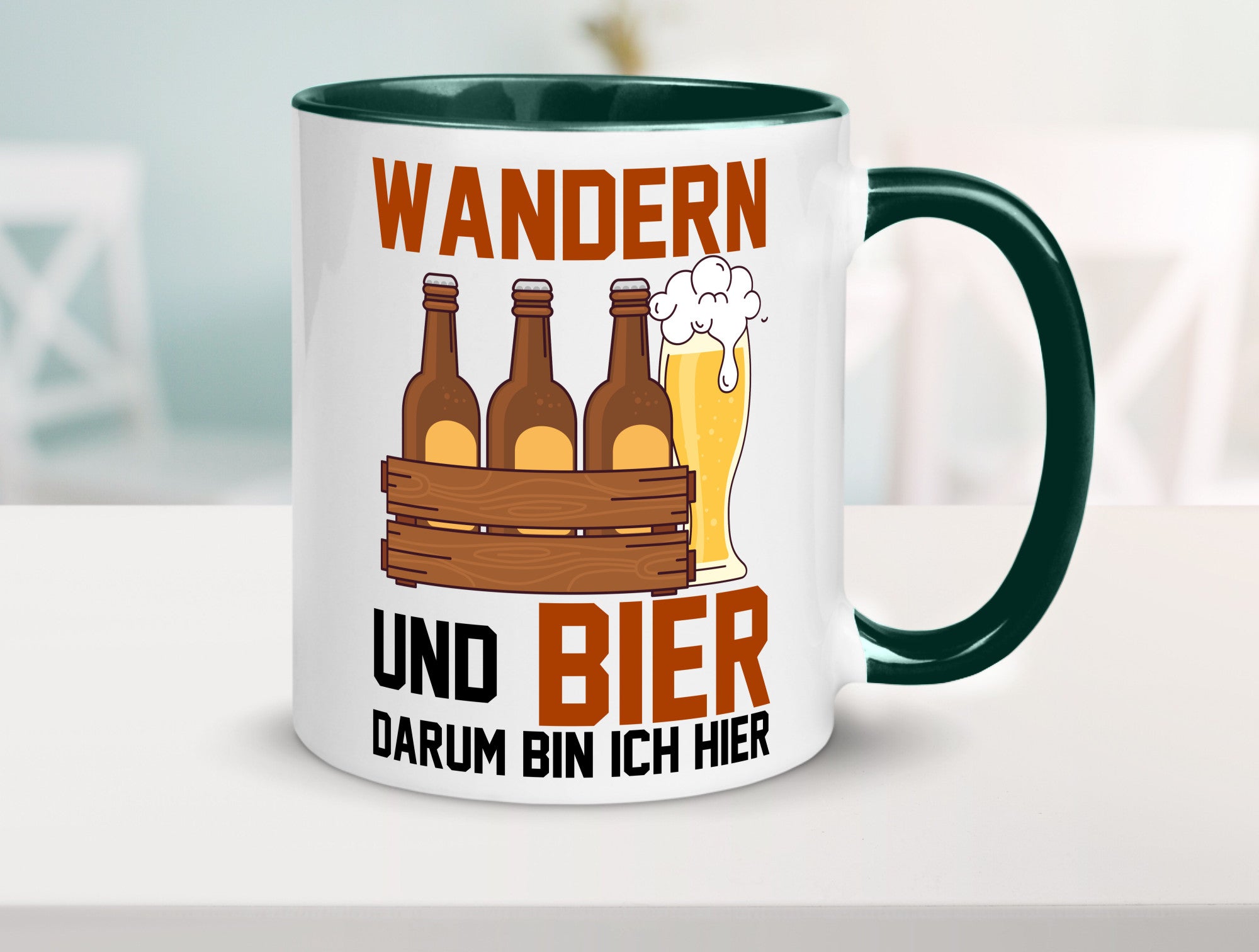 Wandern und Bier darum bin ich hier | Bierkasten lustiger Spruch Geschenk Humor