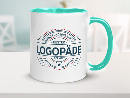 Geprüft und sicher: Logopäde | Sprachtherapie Geschenkidee Humor Tasse