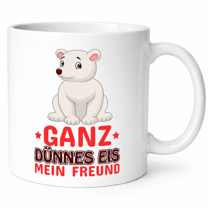 Ganz dünnes Eis | Spruch Tasse lustiger Eisbär Geschenk Humor Geschenkidee