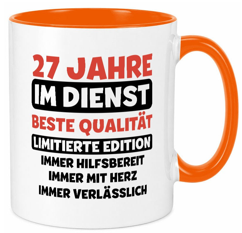 27 Jahre im Dienst | Jubiläum Arbeit v3 Geschenk Kollegen Büro lustiger Spruch Tasse
