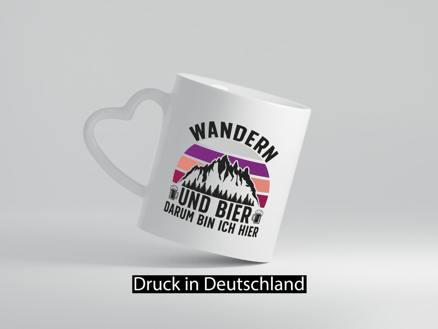 Wandern, Bier, darum bin ich hier | Bierkrug Berge lustiger Spruch Geschenk