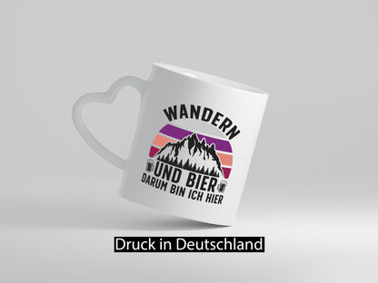 Wandern, Bier, darum bin ich hier | Bierkrug Berge lustiger Spruch Geschenk