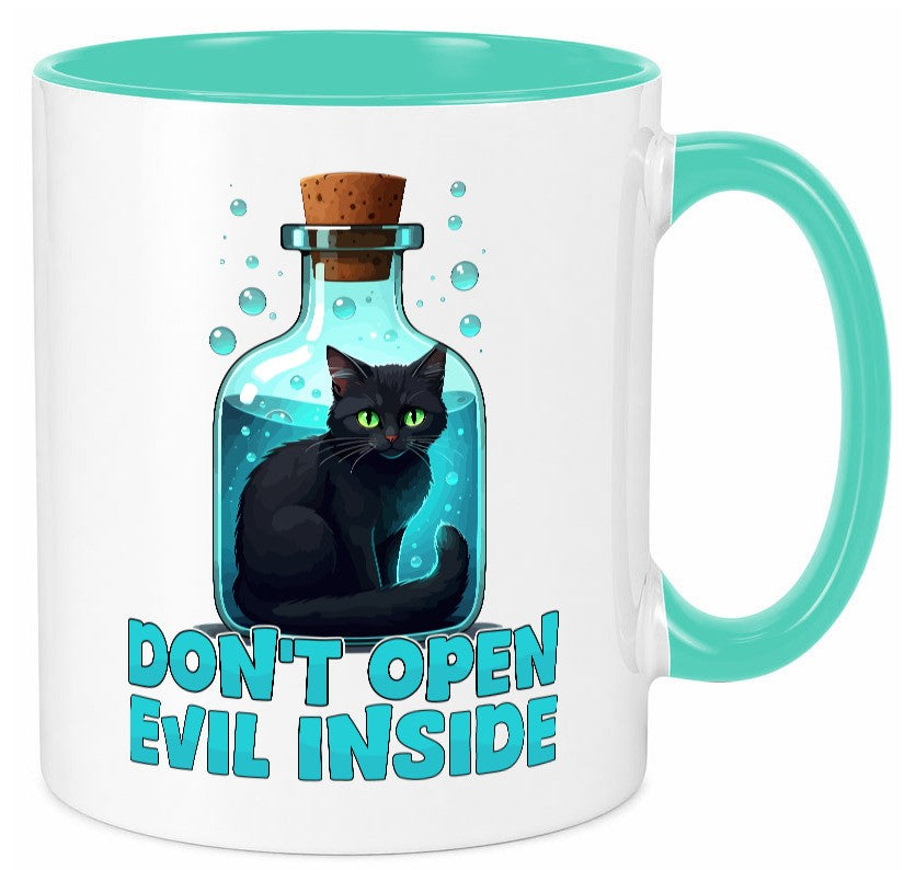 Dont open Evil inside | Böse Katze Schwarze Geschenkidee Tierliebhaber Humor Tasse
