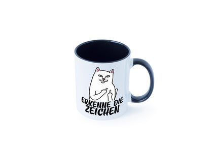 Erkenne die Zeichen | Katze Schatten Mittelfinger Geschenk Tierliebhaber Humor