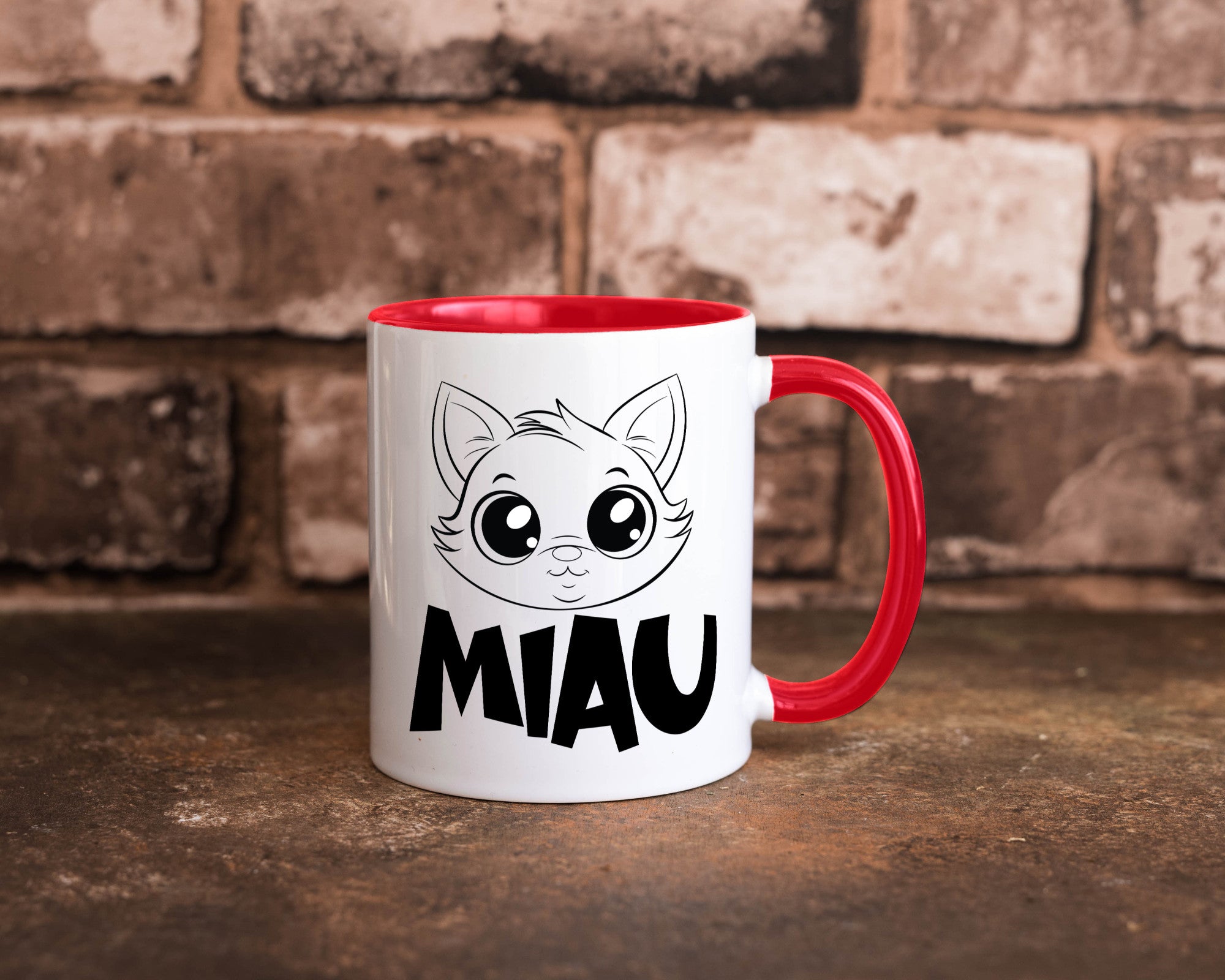 Miau | Katze Geschenkidee Tierliebhaber Humor Tasse