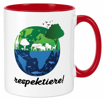 Respektiere | Tiere mit Respekt behandeln lustiger Spruch Geschenk Tasse