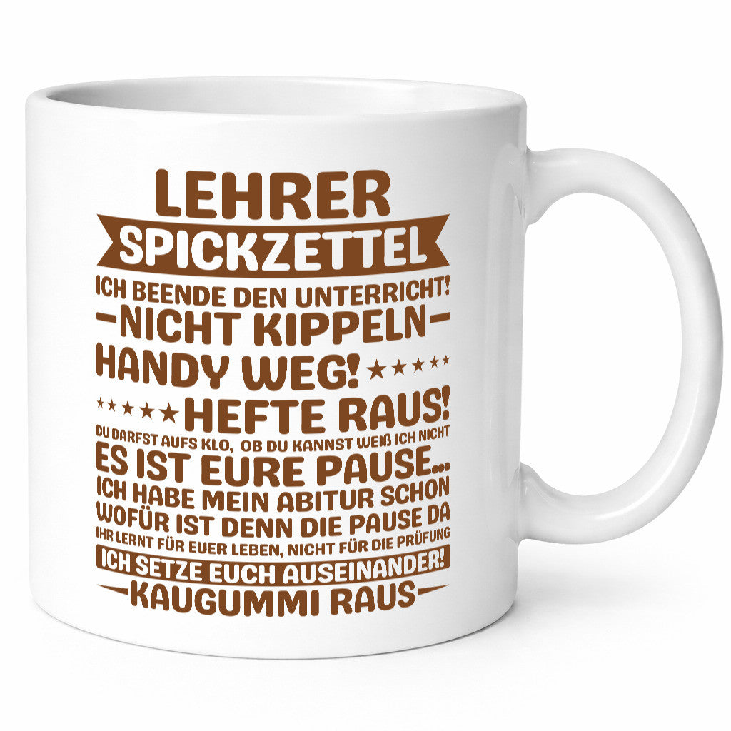 Lehrer Spickzettel | Beruf Tasse lustiger Spruch vl5 lustig Arbeit Kollegen