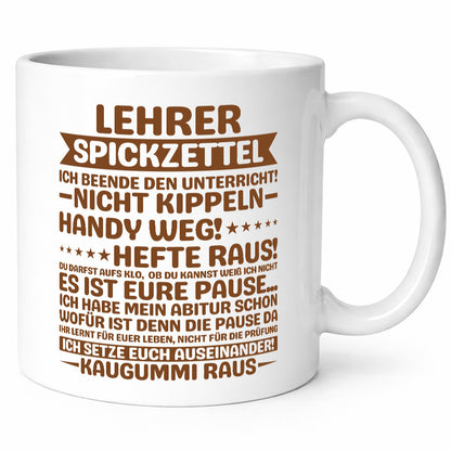 Lehrer Spickzettel | Beruf Tasse lustiger Spruch vl5 lustig Arbeit Kollegen
