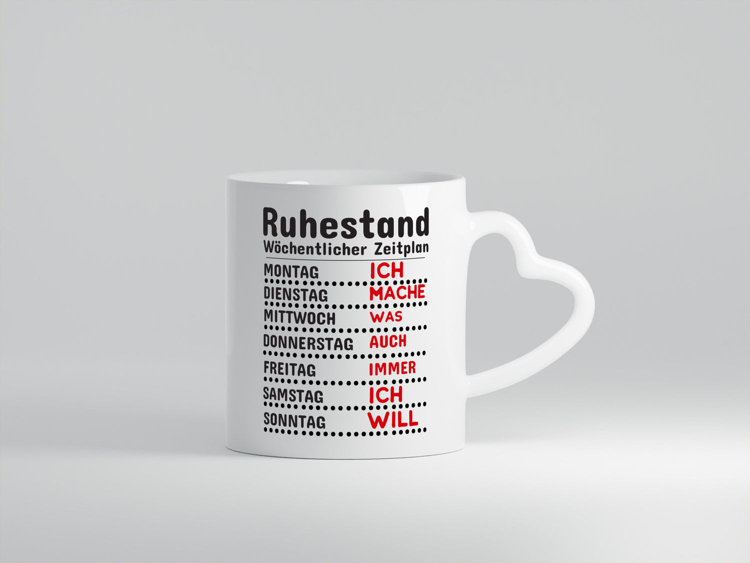 Rentner Zeitplan lustiger Spruch Geschenk Ruhestand Jubiläum Tasse