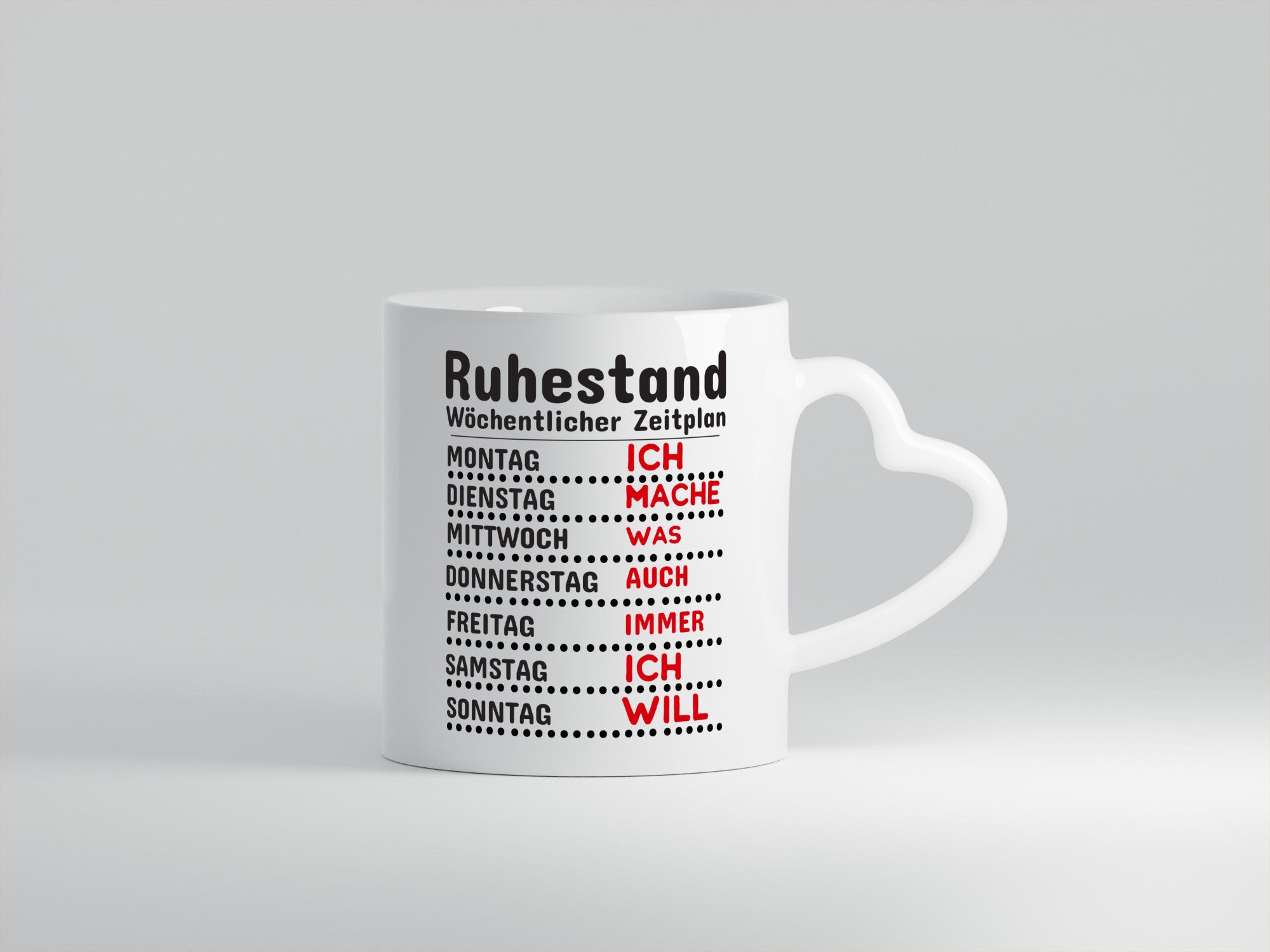Rentner Zeitplan lustiger Spruch Geschenk Ruhestand Jubiläum Tasse