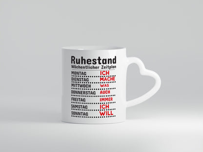 Rentner Zeitplan lustiger Spruch Geschenk Ruhestand Jubiläum Tasse
