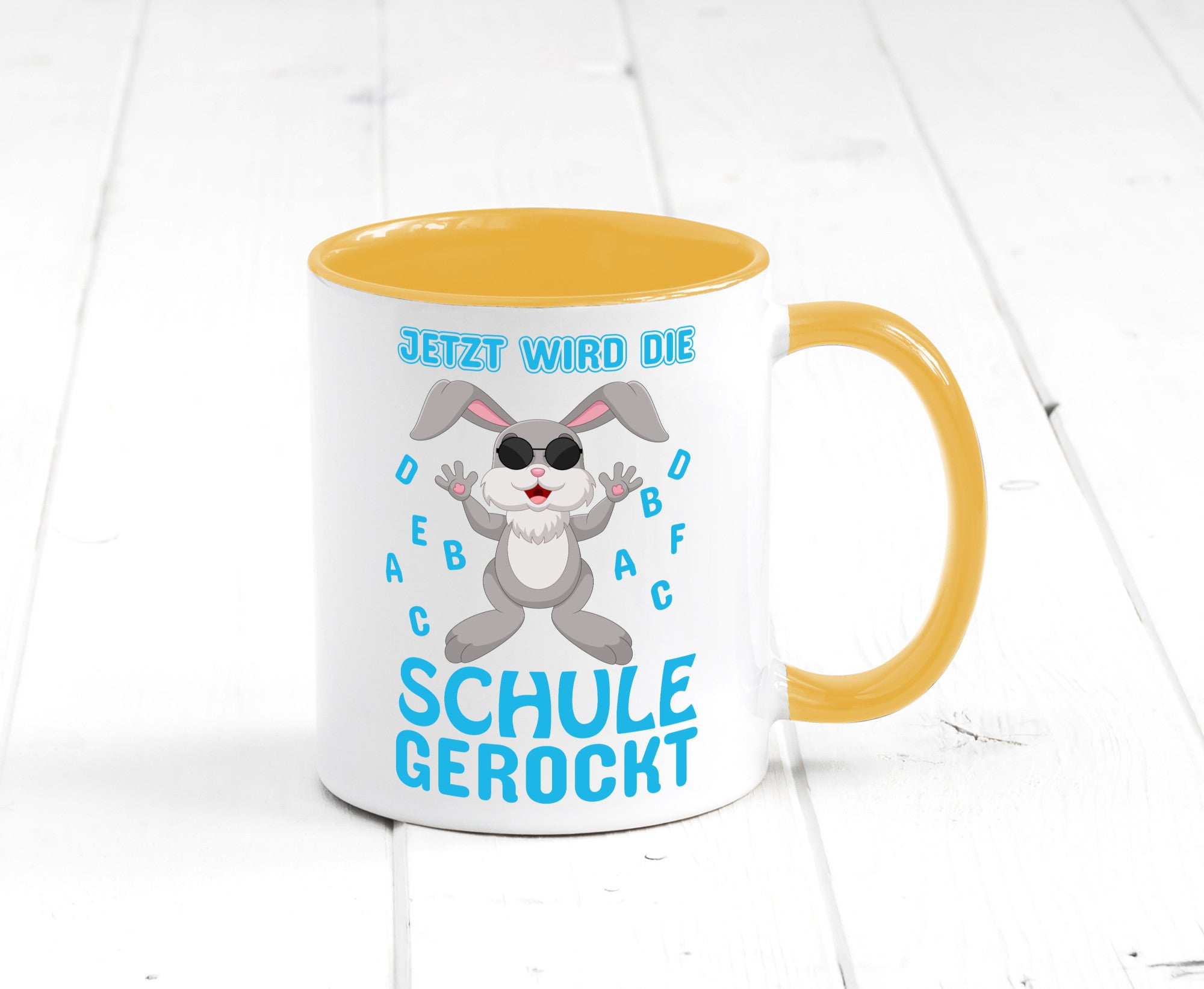 Schule wird gerockt | Schulbeginn Tasse cooler Hase lustiger Spruch Geschenk