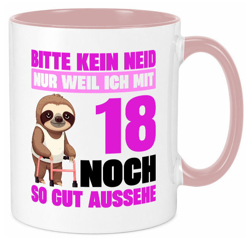 18. Geburtstag | Bitte kein neid Faultier 18 Jahre Geschenk Geschenkidee Tasse