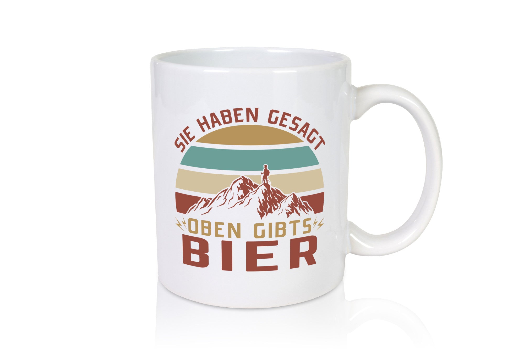 Oben gibt´s Bier | Mensch Berge Geschenkidee Humor Tasse
