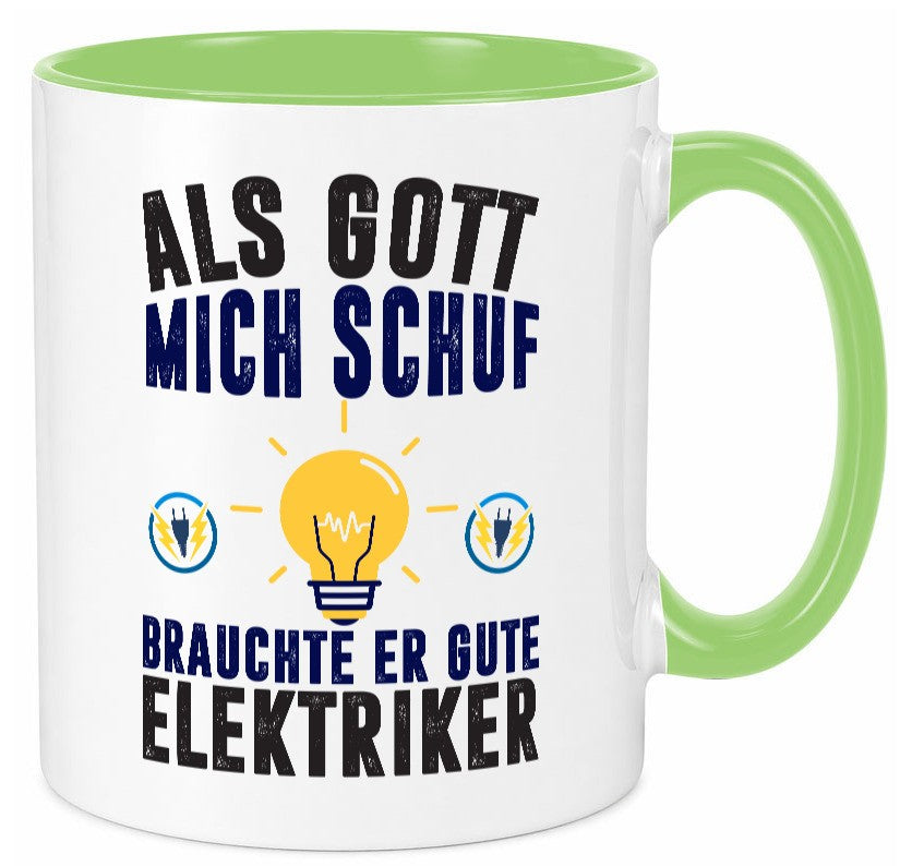 Als mich Gott schuf | Elektriker Arbeit Humor Kollegen Büro Geschenkidee Tasse
