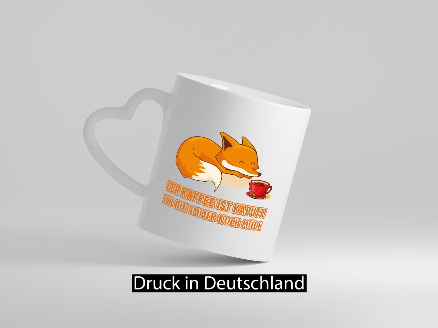 Kaffee kaputt | Morgenmuffel Tasse Fuchs müde lustig Humor Geschenkidee Geschenk