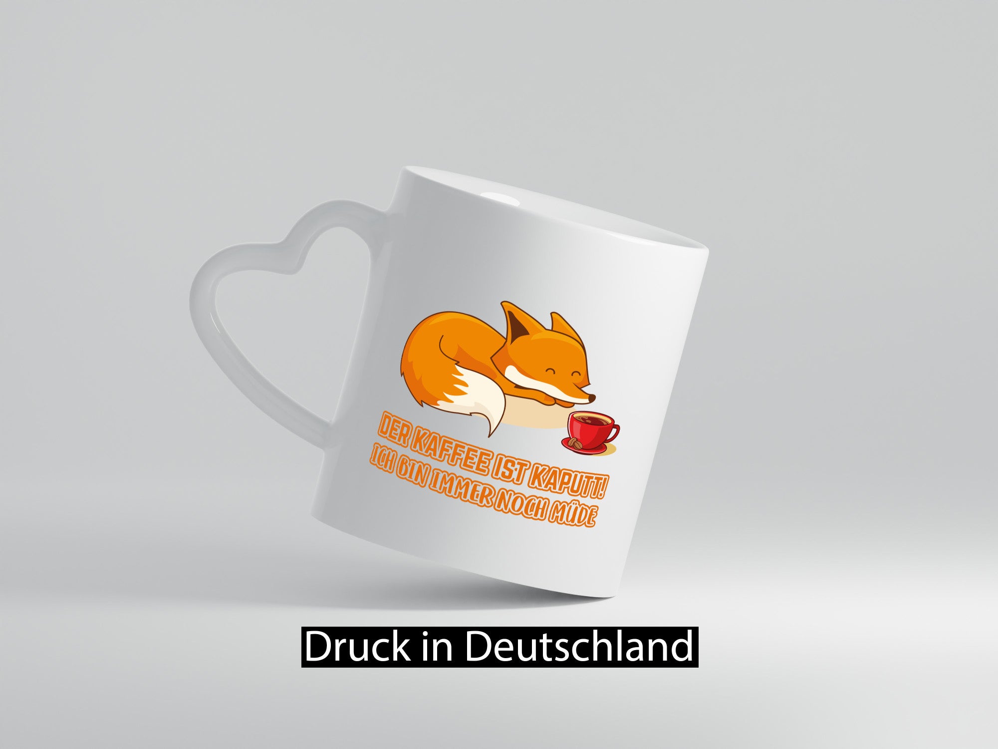 Kaffee kaputt | Morgenmuffel Tasse Fuchs müde lustig Humor Geschenkidee Geschenk