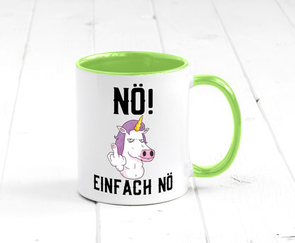 Einfach Nö | Keinen Bock Einhorn Mittelfinger Comic Geschenkidee Humor Tasse