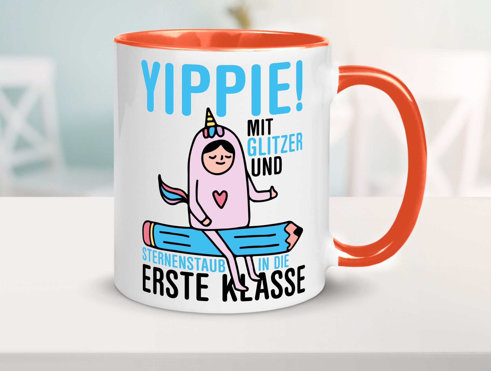 Mit Glitzer und Sternenstaub | Einschulung Einhorn lustiger Spruch Geschenk