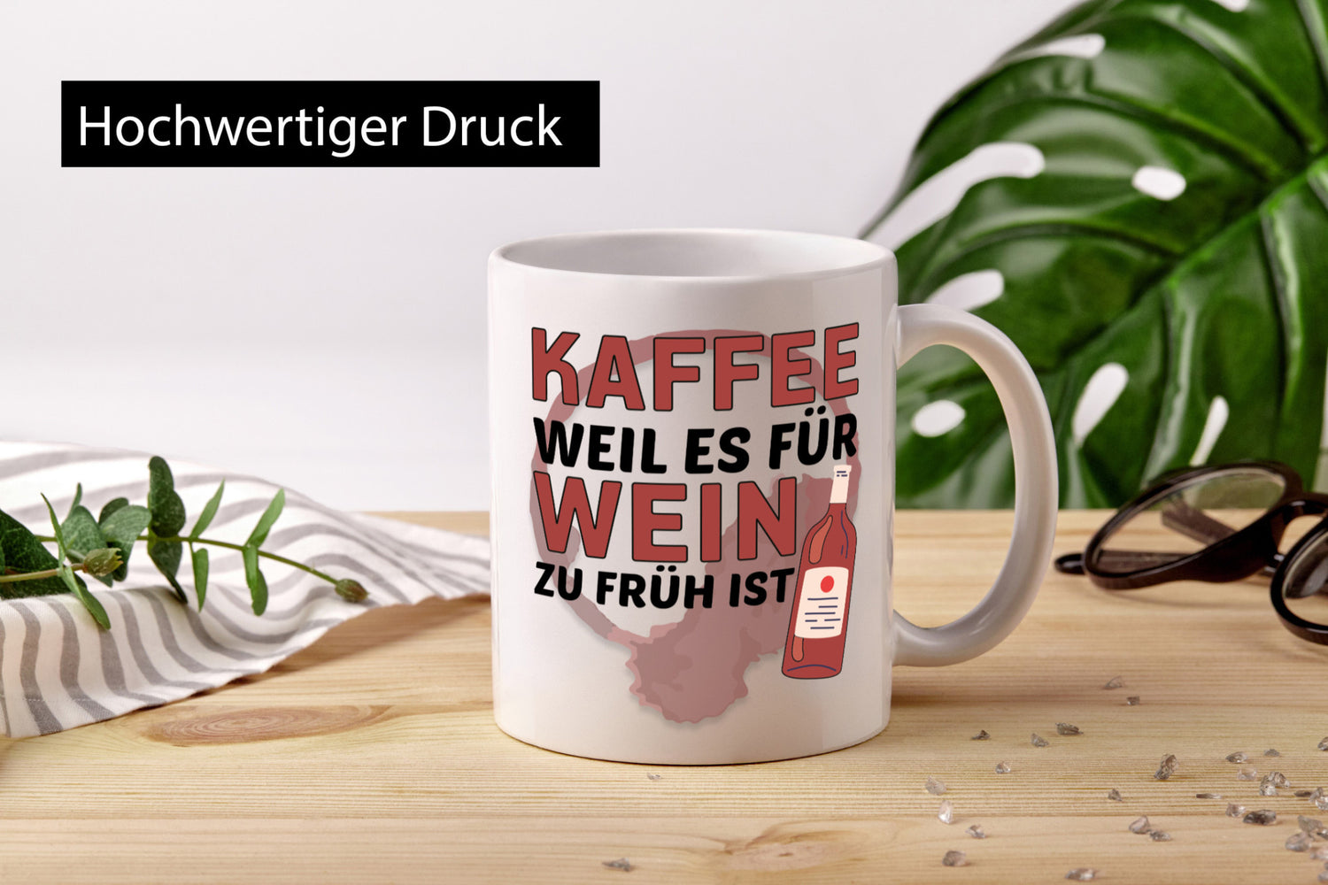 Zu früh für Wein | Büro Sarkasmus lustiger Spruch Geschenkidee Arbeit Kollegen