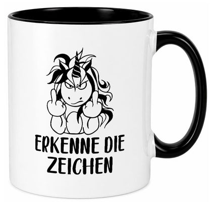 Erkenne die Zeichen | Stinkefinger Humor Geschenkidee Tasse