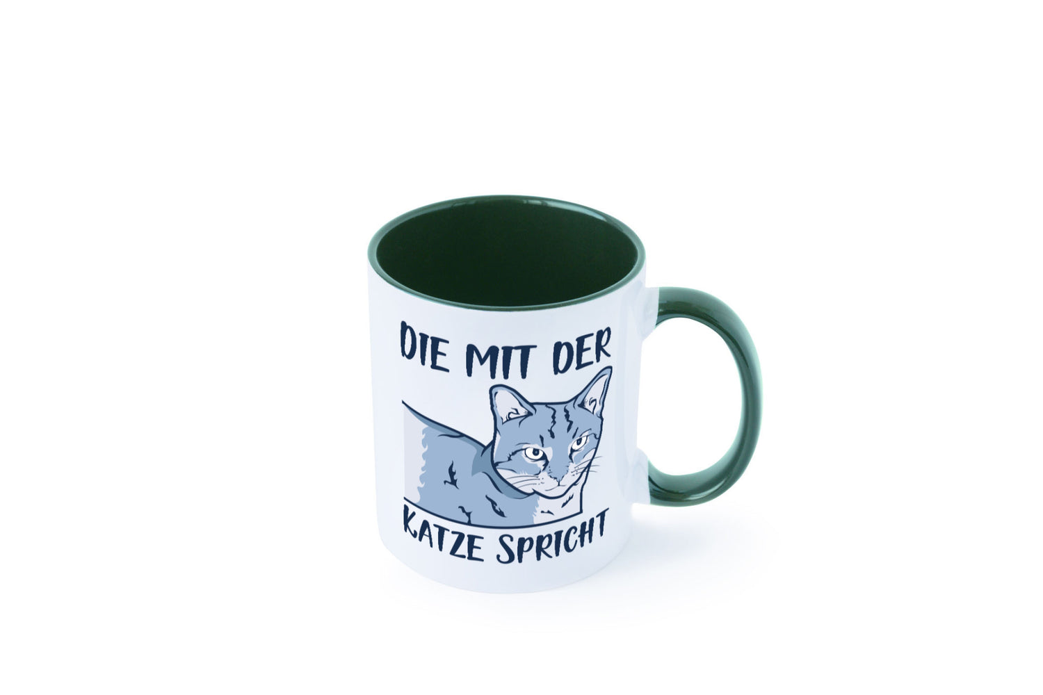Die mit der Katze spricht | Humor Tierliebhaber Geschenkidee Tasse