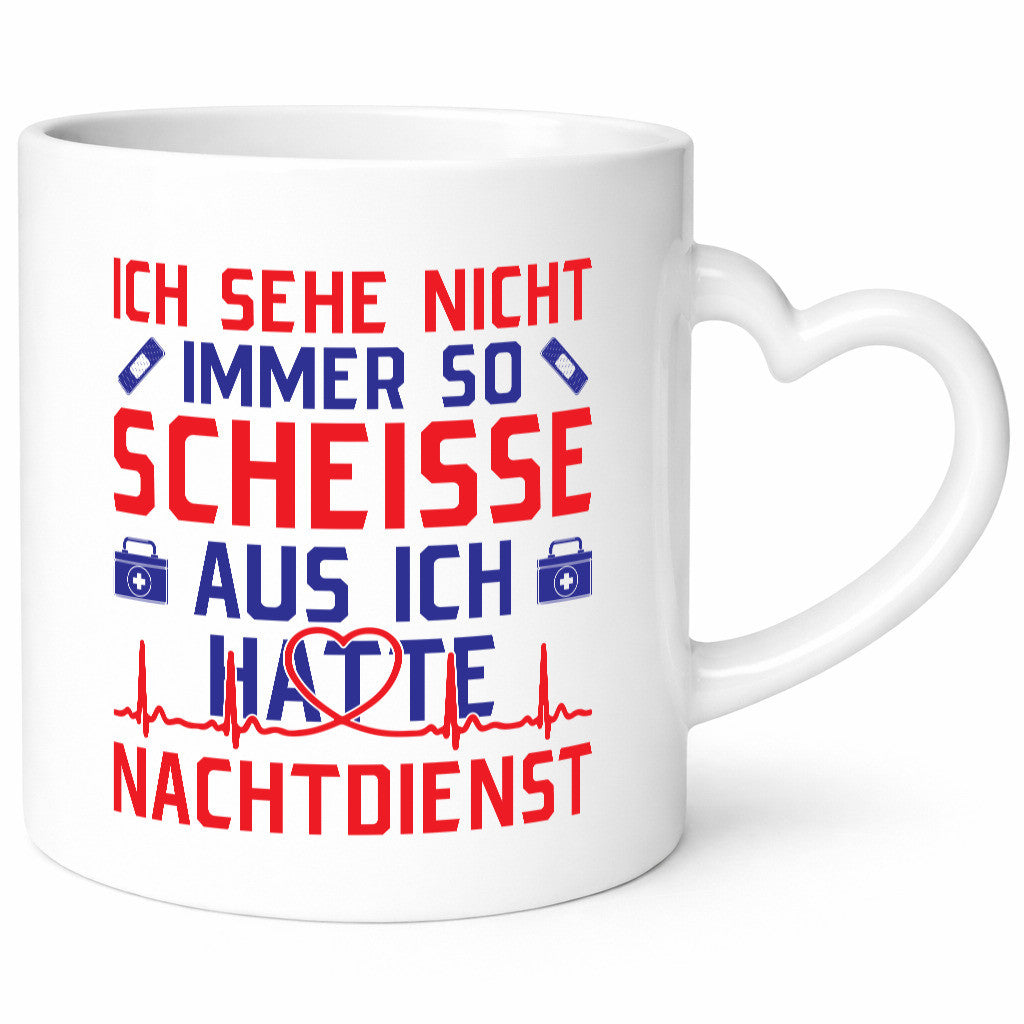 Scheisse, Nachtdienst | Arztkoffer Herzschlag Herz Geschenkidee Humor Tasse