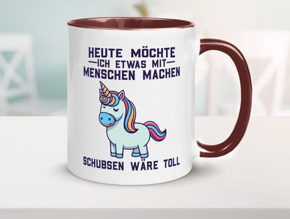Heute möchte ich Menschen schubsen | Einhorn v2 Geschenk Humor Geschenkidee