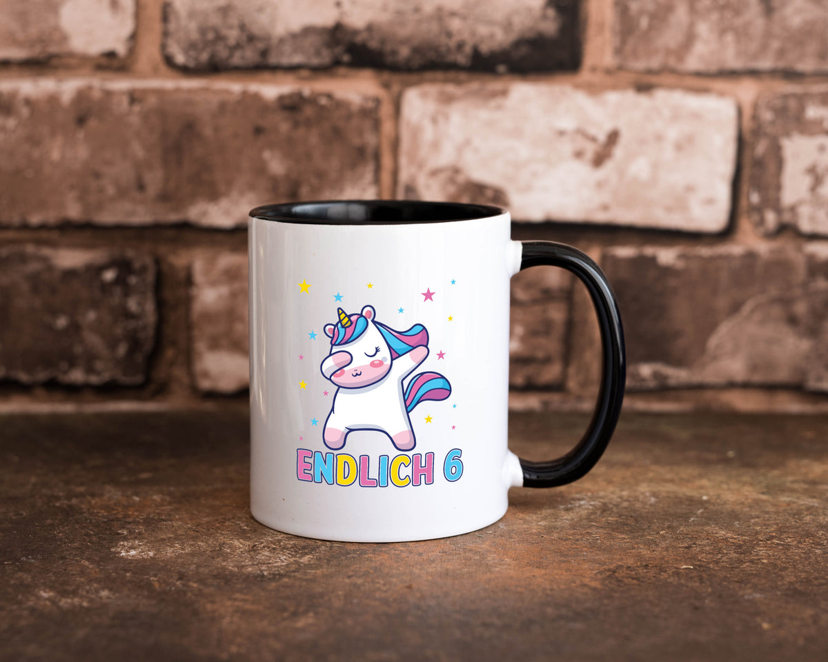 Endlich 6 | Einhorn Sterne lustiger Spruch Geschenk Humor Geschenkidee Tasse