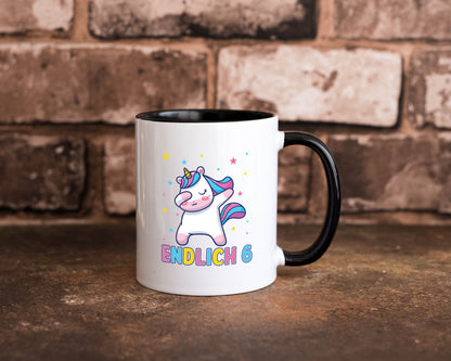 Endlich 6 | Einhorn Sterne lustiger Spruch Geschenk Humor Geschenkidee Tasse