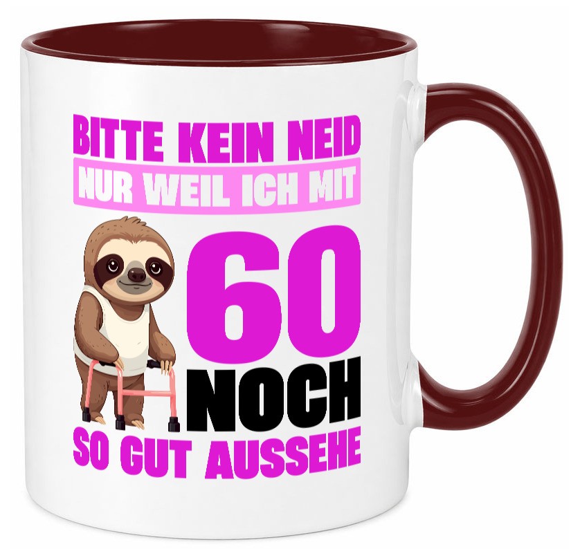 60. Geburtstag | Bitte kein neid Faultier 60 Jahre v2 Geschenk Geschenkidee Tasse