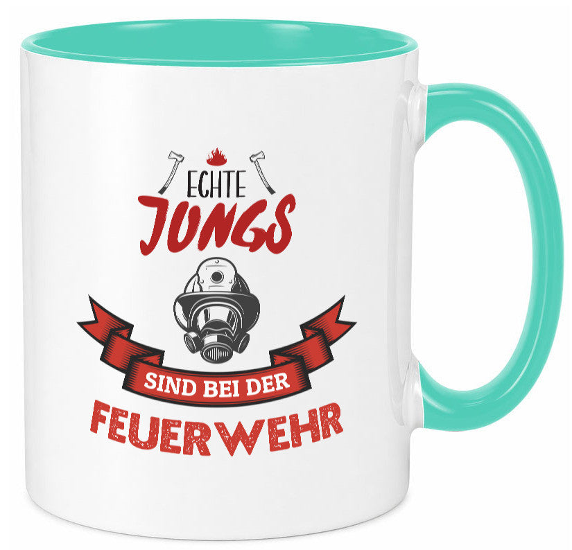 Echte Jungs sind bei der Feuerwehr | Feuerwehrmann lustiger Spruch Geschenk Tasse