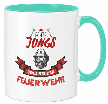 Echte Jungs sind bei der Feuerwehr | Feuerwehrmann lustiger Spruch Geschenk Tasse