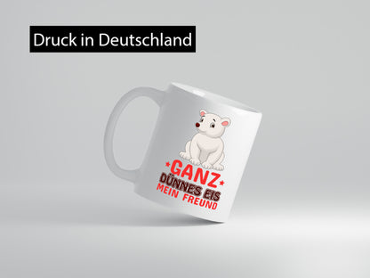 Ganz dünnes Eis | Spruch Tasse lustiger Eisbär Geschenk Humor Geschenkidee