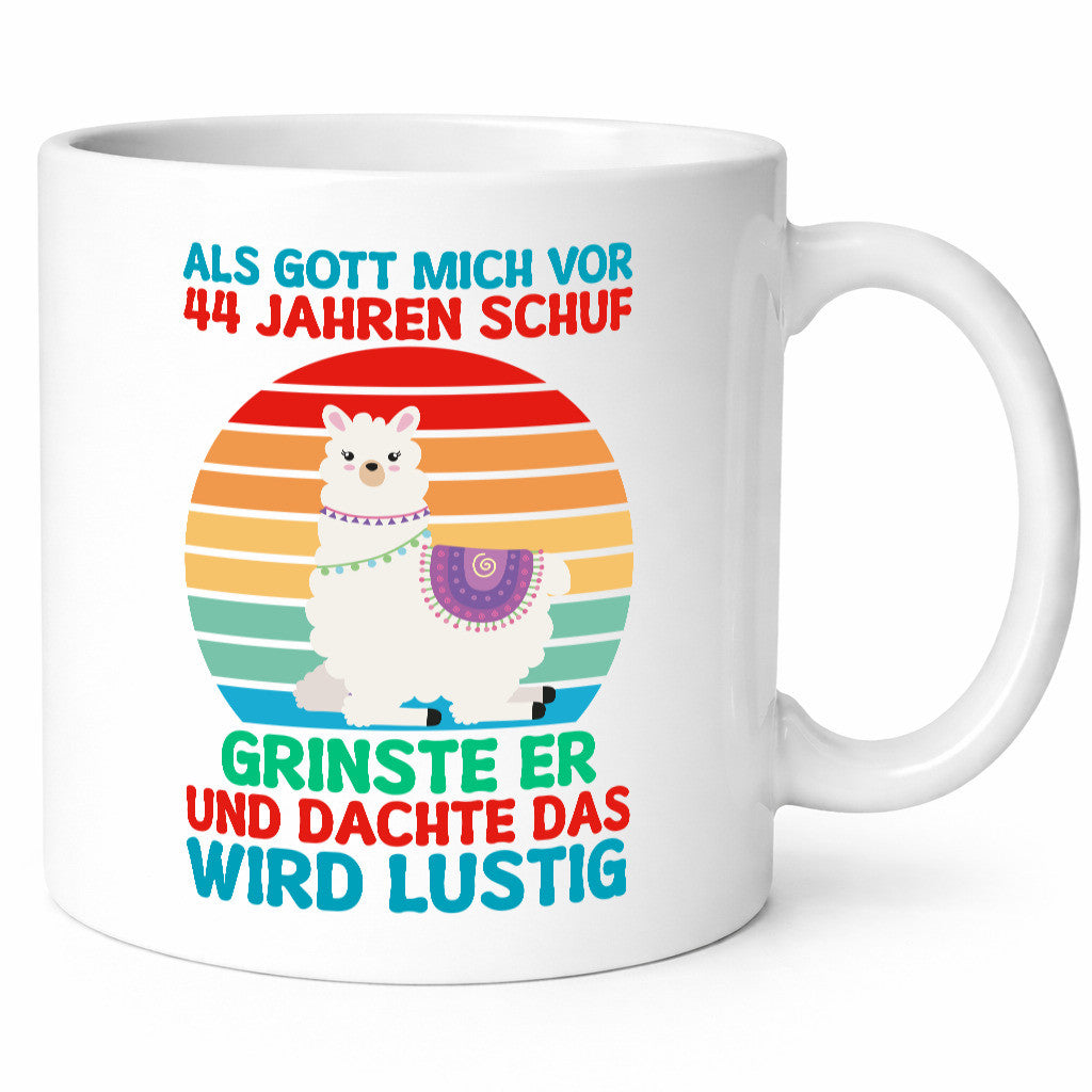 44. Geburtstag | 44 Jahre Gut Schuf mich Lama v2 Geschenkidee Humor Tasse