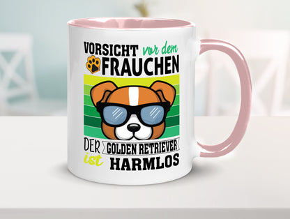 Vorsicht vor dem Frauchen Golden Retriever ist Harmlos lustiger Spruch Geschenk